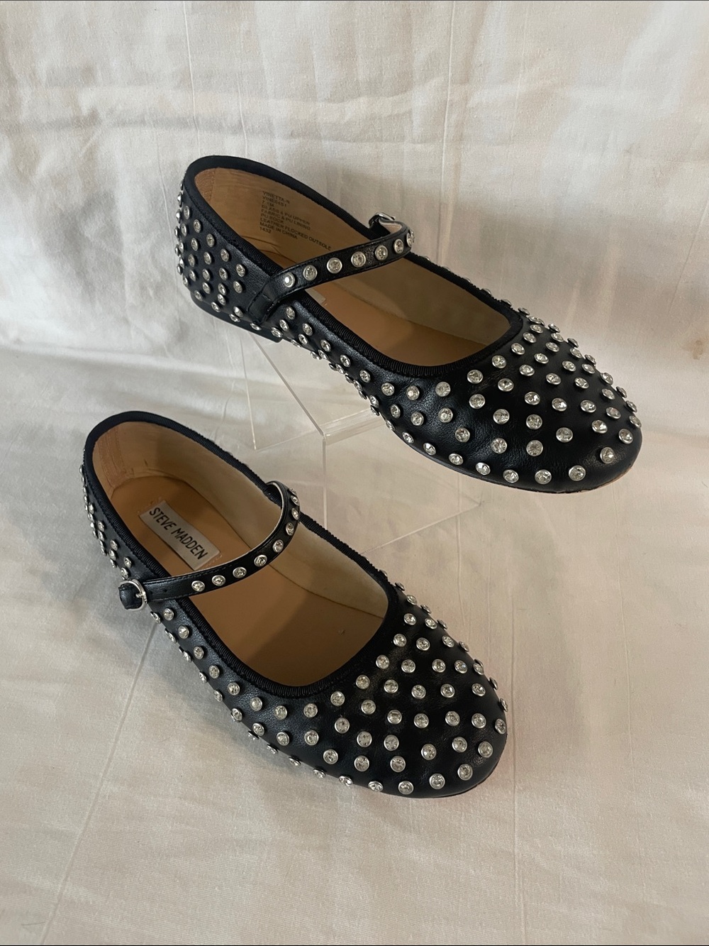 Steve Madden Black Studded rhinestone, ballerina Maryjane Flats